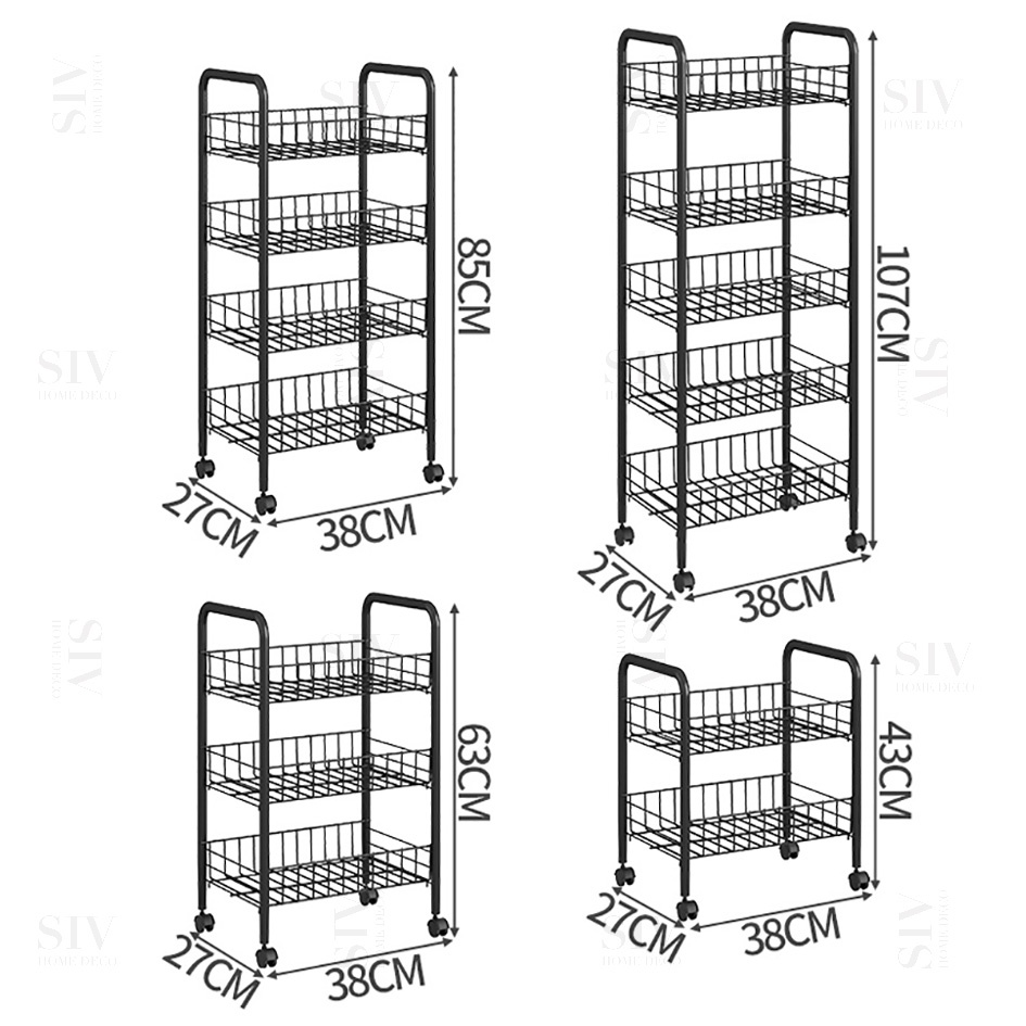 SIV Xe đẩy Spa 3/4/5 Tầng Kệ Đa Năng Có Bánh Xe Tiện Lợi Thép cacbon