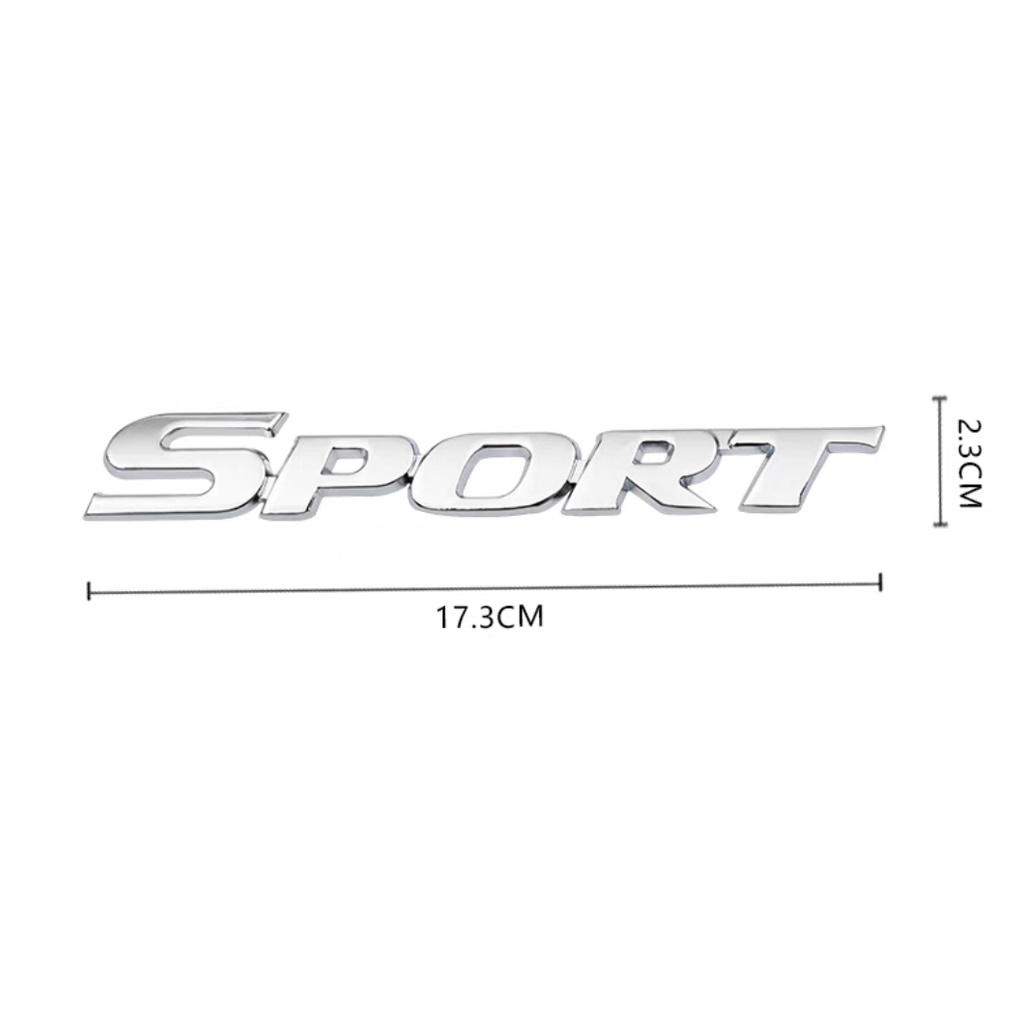 Tem Kim Loại chữ SPORT Mạ Crom trang trí xe