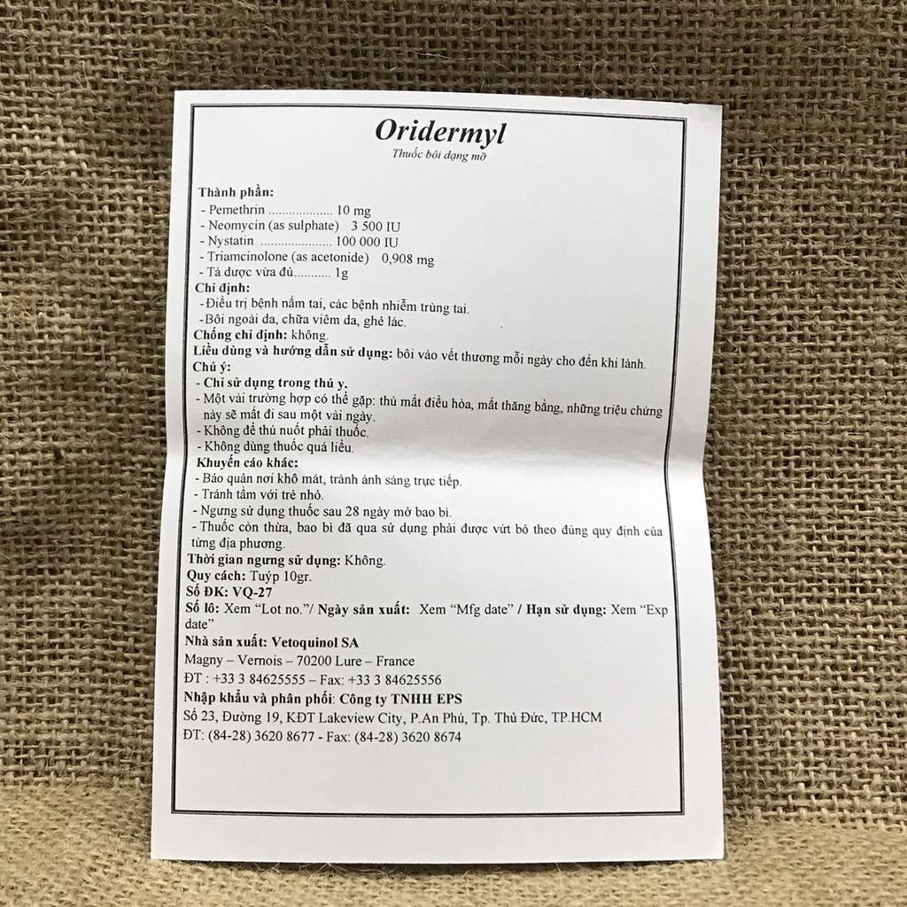 ☘️🌷  🌷☘️ Oridermyl - Tri Nấm Tai , Viêm Tai Chó Mèo