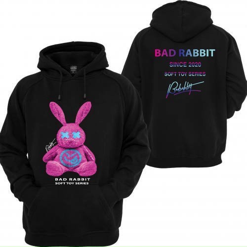 Áo nỉ hoodie gấu Rabbit in 5D unisex dài tay nam nữ cao cấp, áo phông nỉ bông sweater có mũ màu trắng, đen K082 | BigBuy360 - bigbuy360.vn