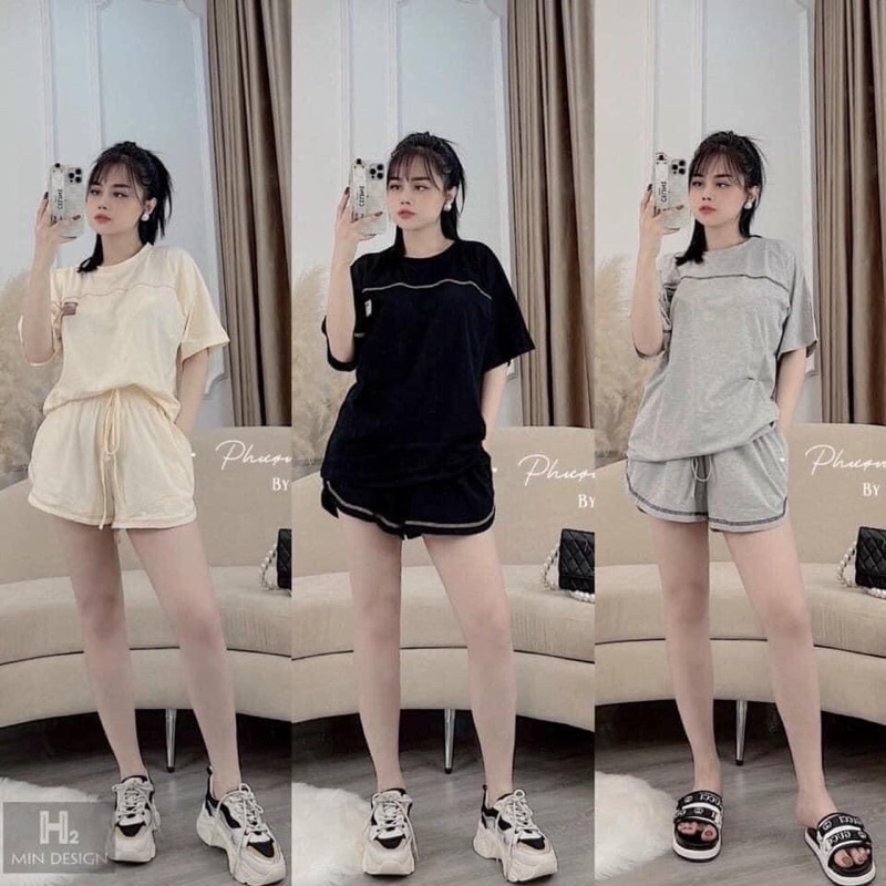 SNU364 BỘ ĐÙI NỮ COTTON ÁO SNOW VIỀN NGANG | BigBuy360 - bigbuy360.vn