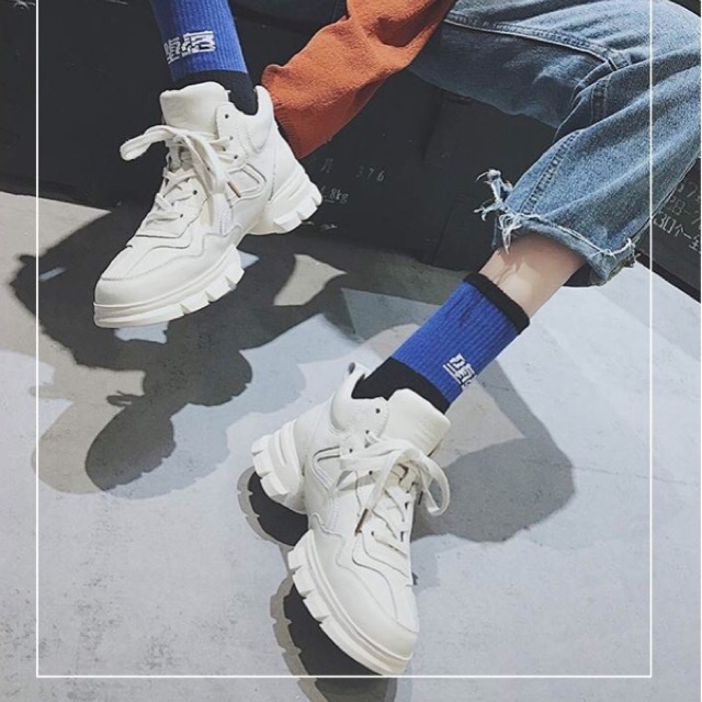 Giày Sneaker Trắng Nữ Mới Đế 4.5cm ( ảnh thật cuối )