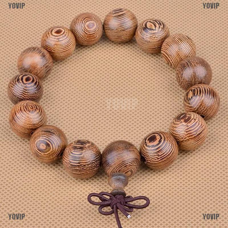 Vòng tràng hạt đeo tay đường kính 15mm làm bằng gỗ phong cách Phật Giáo