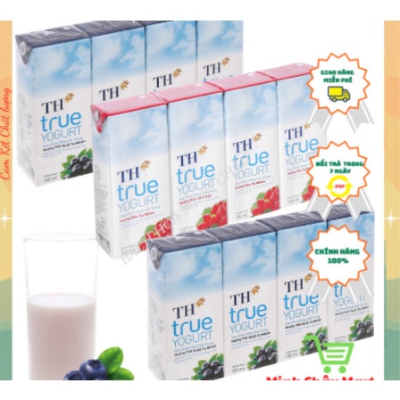 sữa chua uống TH Yogurt hương việt quất, cam, dâu lốc 4*180ml