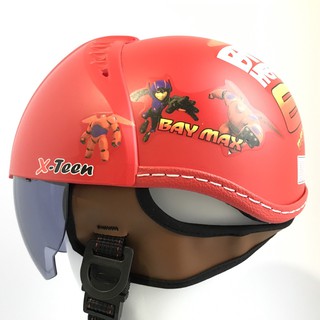 Mũ bảo hiểm trẻ em dành cho bé trai - Xteen dấu kính - Đỏ tem siêu nhân (có nhiều tem)