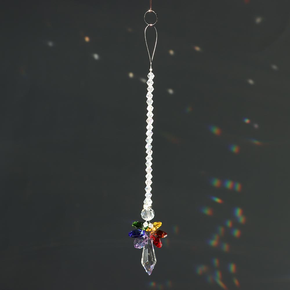 YNATURAL Mặt Dây Chuyền Pha Lê Hình Thiên Thần Bằng Kính Màu Cầu Vồng Trang Trí Nhà Cửa