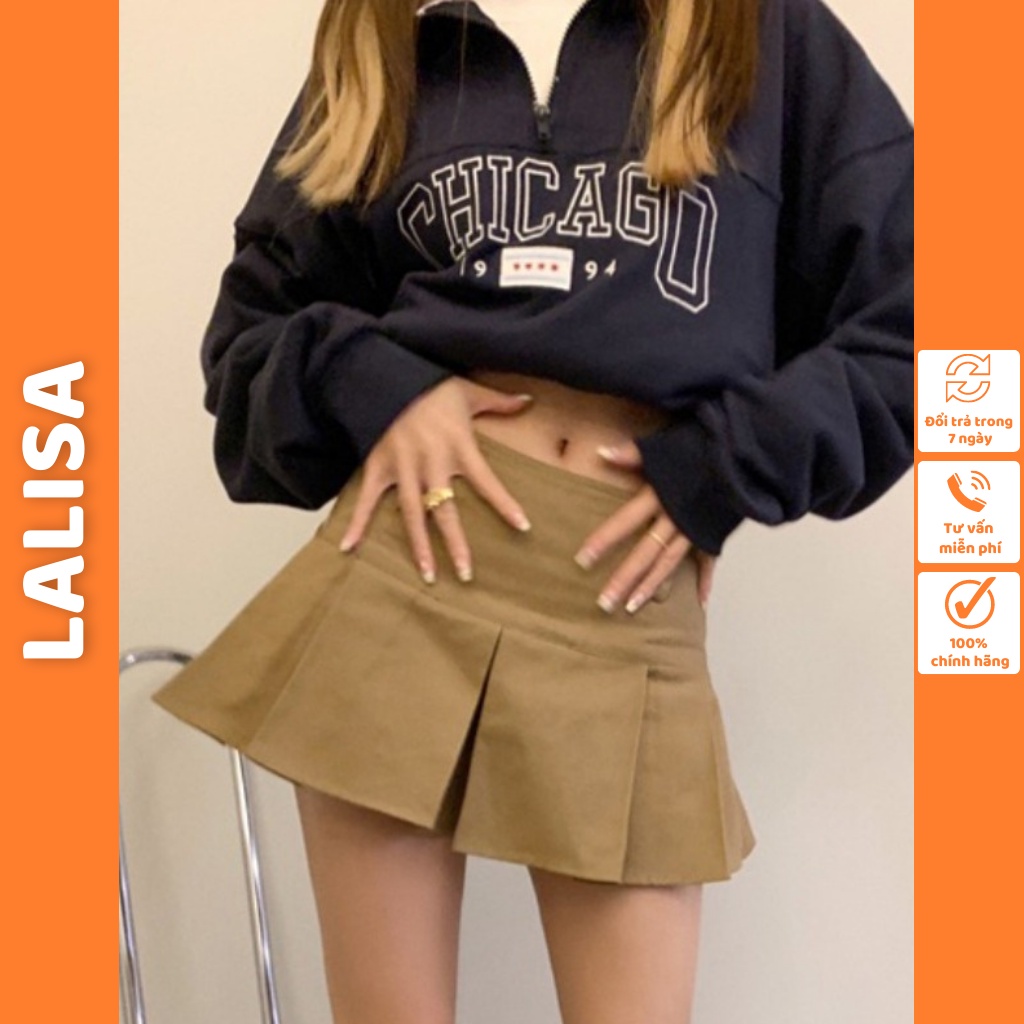 Chân Váy Lưng Cao LALISA Chân Váy Chữ A Thiết Kế Hàn Quốc Dáng Xòe Xếp Ly Phù Hợp Đi Chơi, Đi Dạo Phố CV009