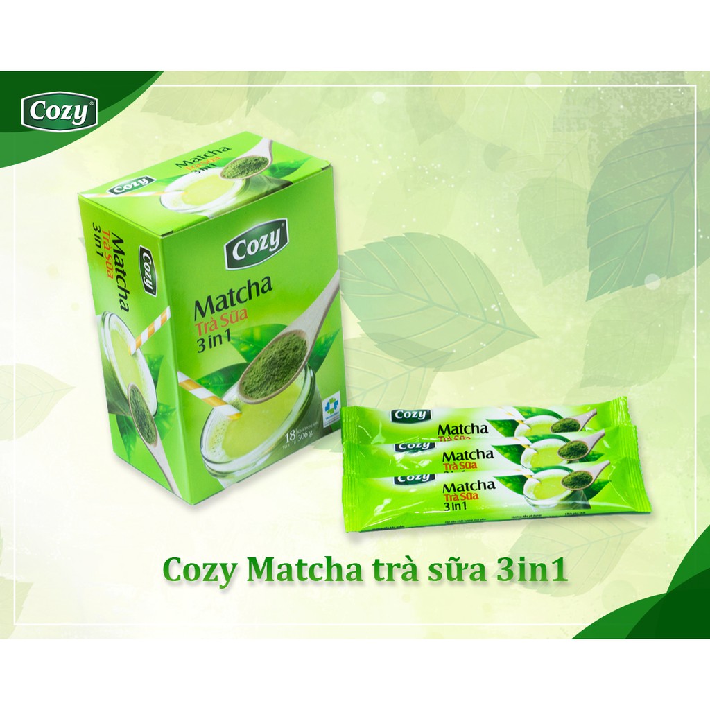 [Freeship] Trà sữa Matcha COZY 3 in 1 - Hộp 306gr (18 gói x 17gr)