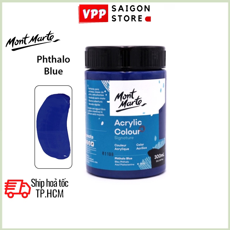 Màu Acrylic Mont Marte 300ml - Phthalo Blue - Acrylic Colour Paint Signature 300ml (10.1oz) - MSCH3020
