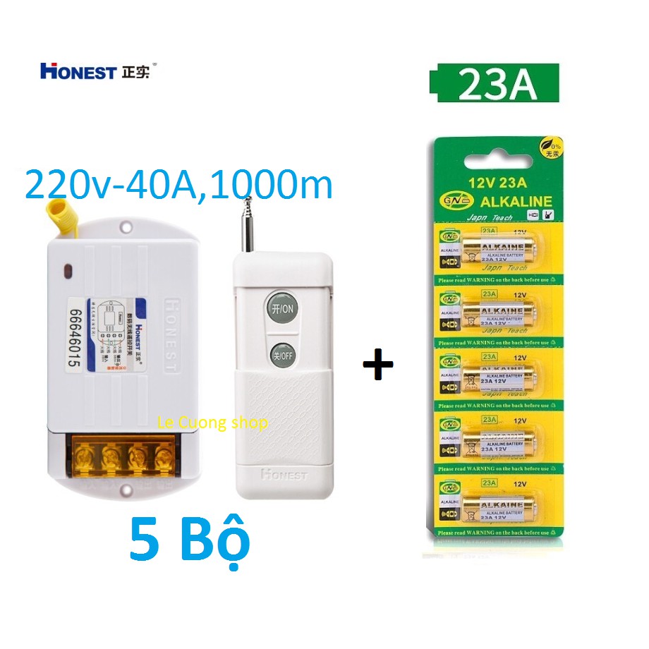 Combo 5 công tắc điều khiển từ xa công suất cao HT 6220-40A/1km tặng 5 pin remote 12v 23A