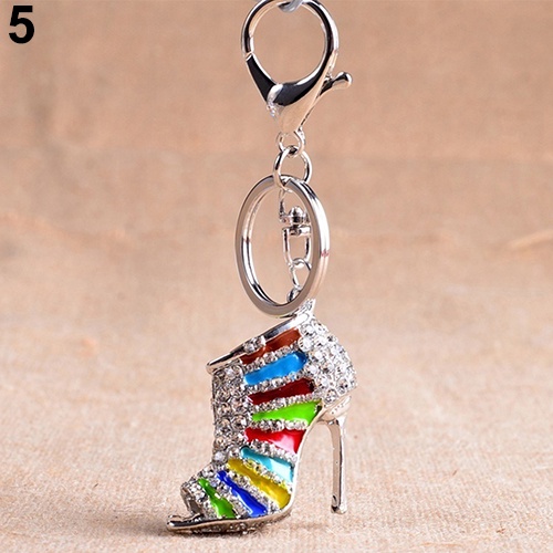Móc khóa hình giày cao gót đính đá sáng tạo thời trang