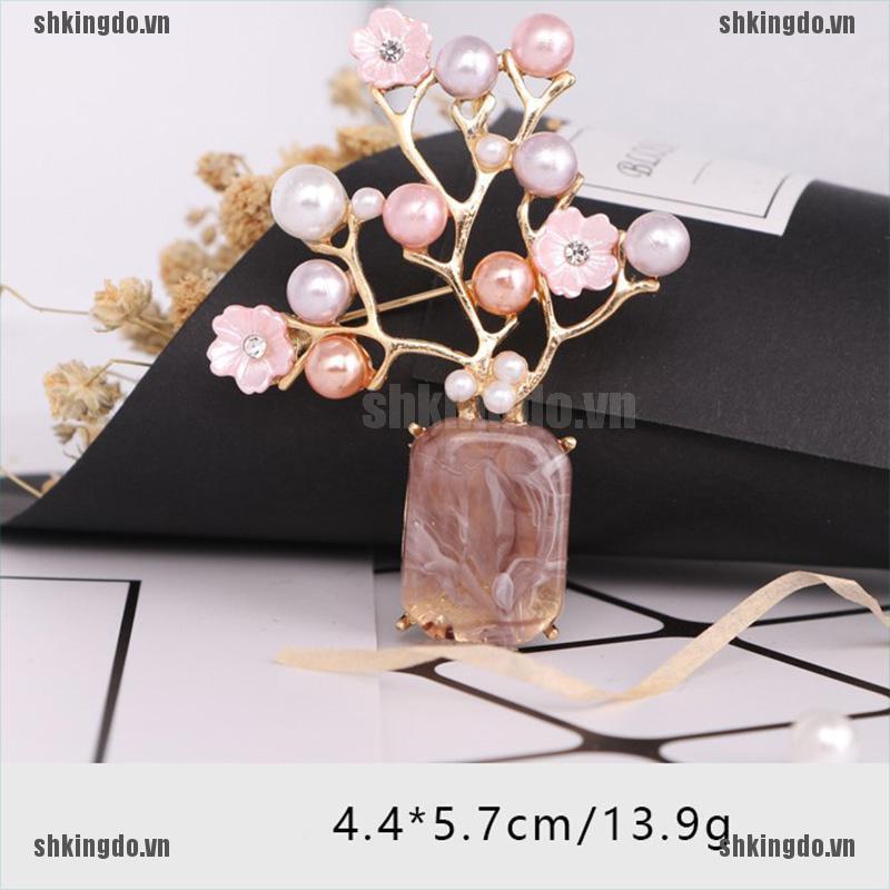 Trâm cài áo hình hoa mận đính đá sang trọng cho nữ