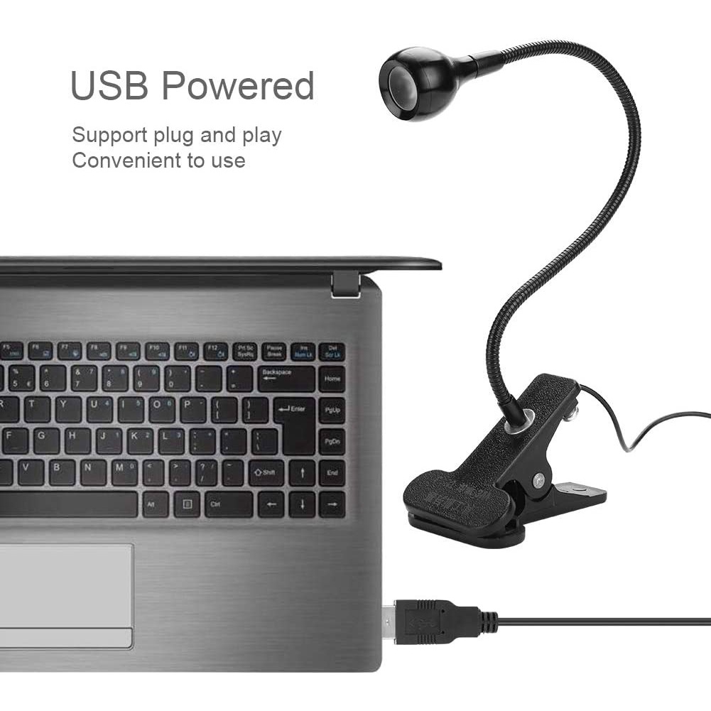 Đèn LED 3W, Đèn học và đọc sách Kẹp đầu giường USB 5V, Ánh sáng vàng 3200K