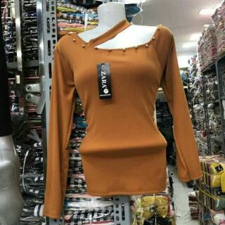 Áo dài tay đính đá thun gân