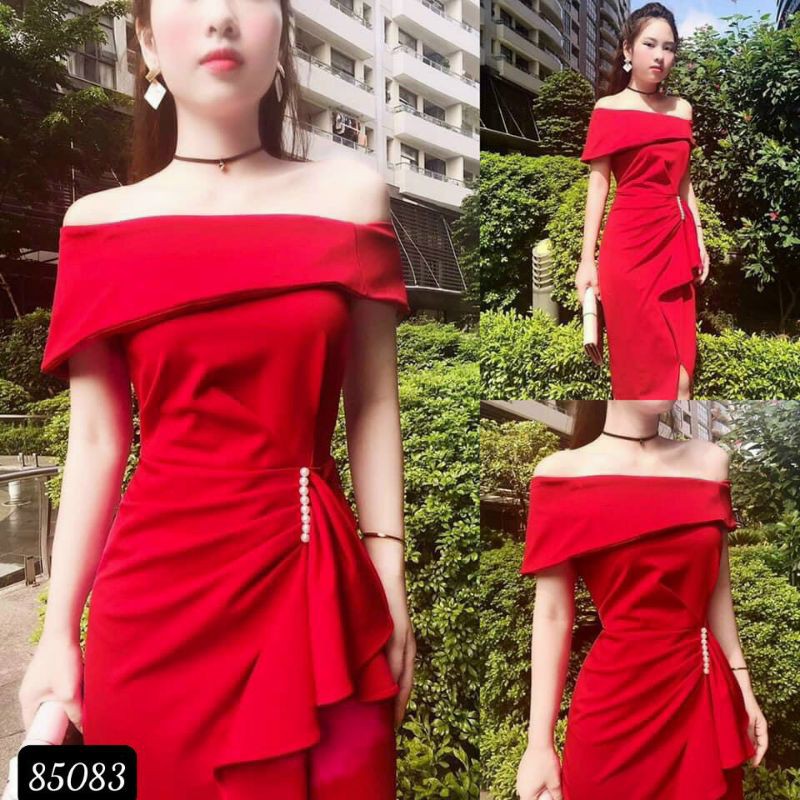 Đầm trễ vai ôm body thiết kế đơn giản siêu gợi cảm dự tiệc, liên hoan | BigBuy360 - bigbuy360.vn