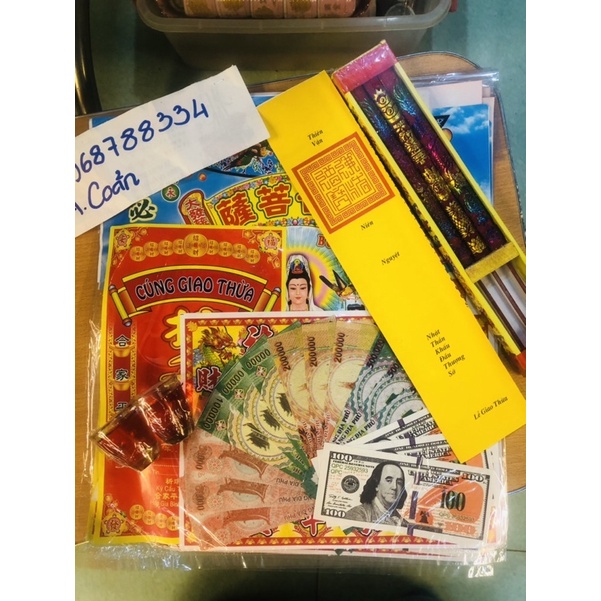 Bộ cúng giao thừa giấy bóng loại Cao cấp