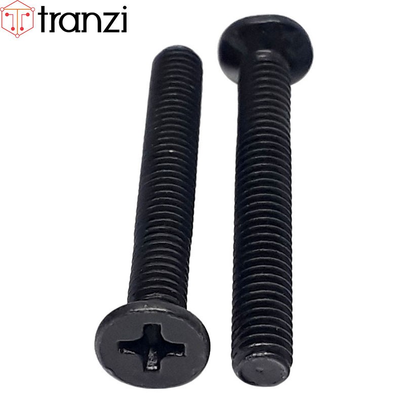 Vít bake đầu bằng thân bu lông mạ đen M4x30 - túi 50 cái