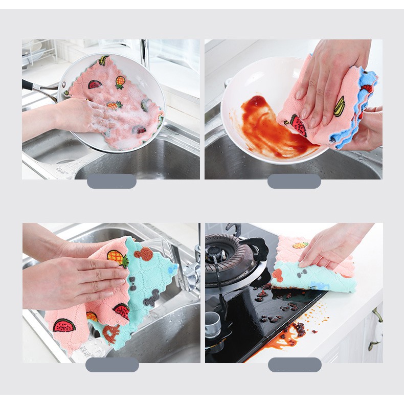 Set 10 Khăn Lau Đa Năng Họa Tiết Mẫu Mới 22x22cm - Khăn Lau Bếp Dumi Shop