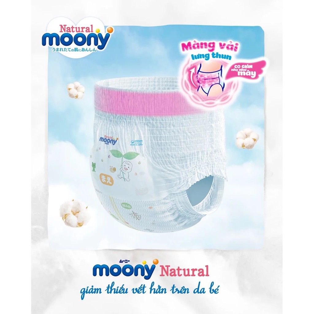 Bỉm Moony Natural FREESHIP Moony Natural Nội Địa Chính Hãng - Bỉm Moony Dán/Quần Đủ Size NB63/S58/M48/L36/XL32