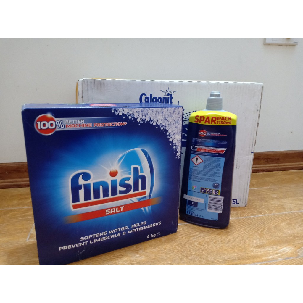 Muối rửa bát Finish 4kg chính hãng Finish Đức dùng cho máy rửa bát. Tặng 3 viên Finish Nhật