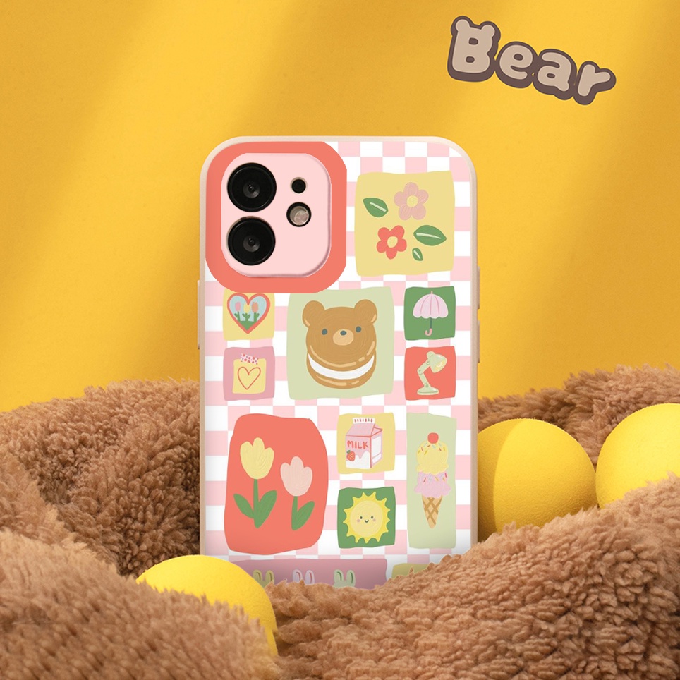 Ốp iphone sticker gấu thỏ CARO hồng ốp vuông iphone 12 promax 6/6plus/6s/6splus/7/7plus/8/8plus/x/xr/11/13 Chia sẻ