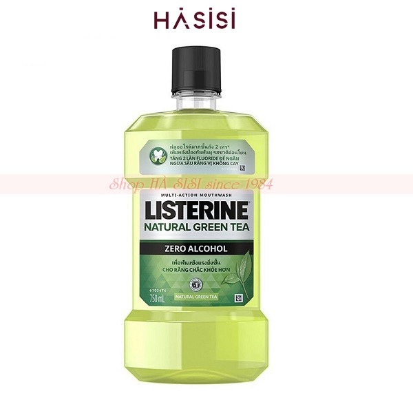 Nước súc miệng Trà Xanh LISTERINE - Natural Green Tea Zero Alcohol Multi-Action Mouthwash 750ml -Xanh Lá