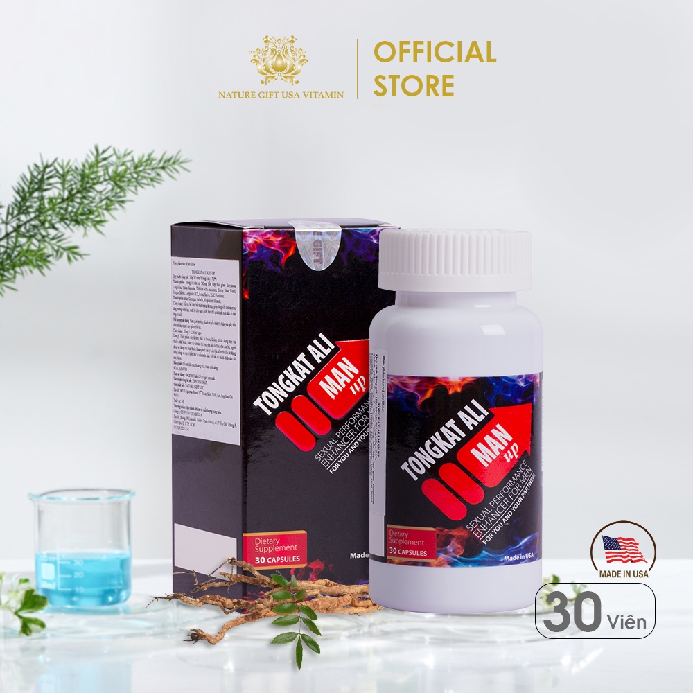 Viên uống bổ thận tráng dương, tăng cường sinh lý Tongkat Ali Man Up an toàn cho nam giới nhập khẩu 100% từ Mỹ