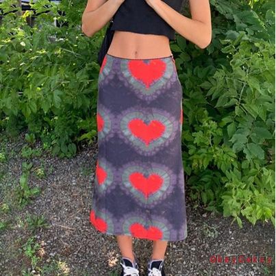 OKDK-Women Fashion Heart Print Skirt Ladies Female Stylish Skirt for Shopping Daily Wear