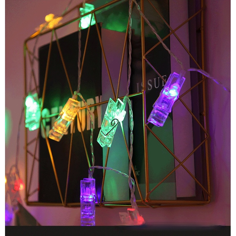 2m Dây Đèn LED 10 Bóng Dùng Pin Kèm Hộp Pin Dùng Trang Trí Tường