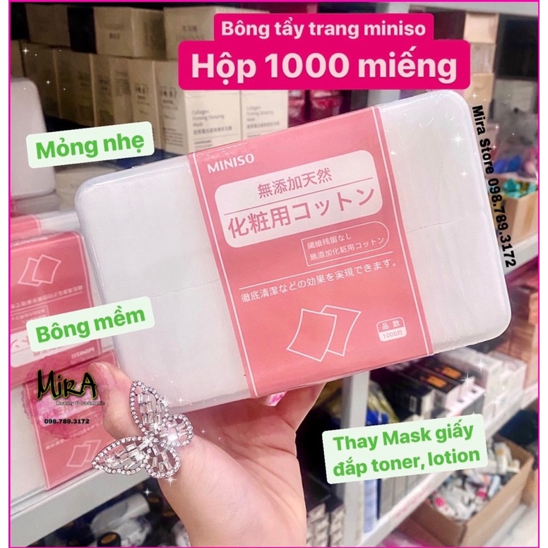 HỘP 1000 MIẾNG BÔNG TẨY TRANG ĐẮP TONER MINISO NHẬT