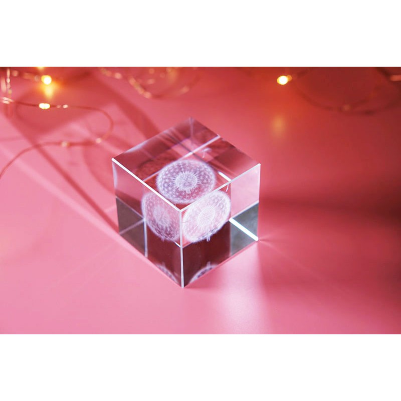 Chặn giấy Pha lê hình Hoa Bồ Công Anh (Dandelion Crystal Cube)