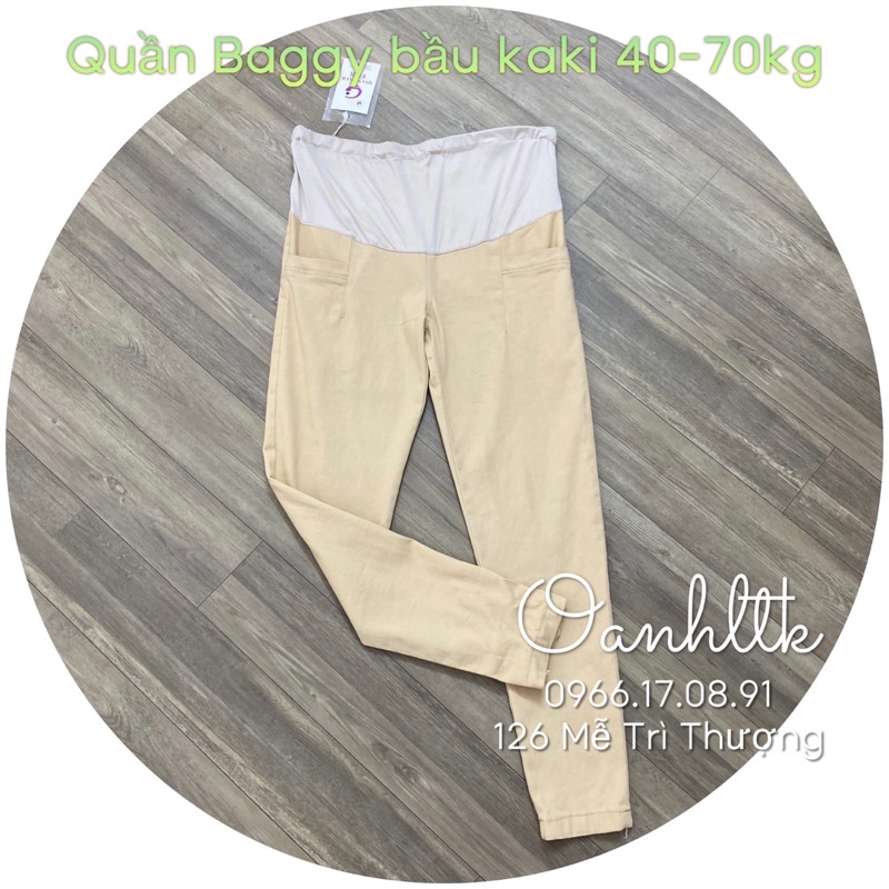 Quần bầu kaki - Quần baggy bầu túi ngang shop dambaukio (40-75kg)