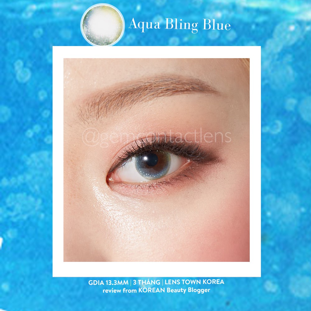 Áp Tròng AQUA BLING BLUE - LENS TOWN KOREA, Nội Địa Hàn HSD 3 Tháng, Họa Tiết Galaxy Ẩm Cao Phù Hợp Mắt Nhạy Cảm