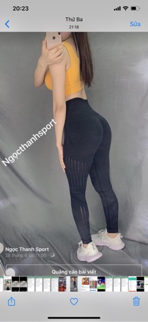 Quần đen chun mông phối lỗ đùi m