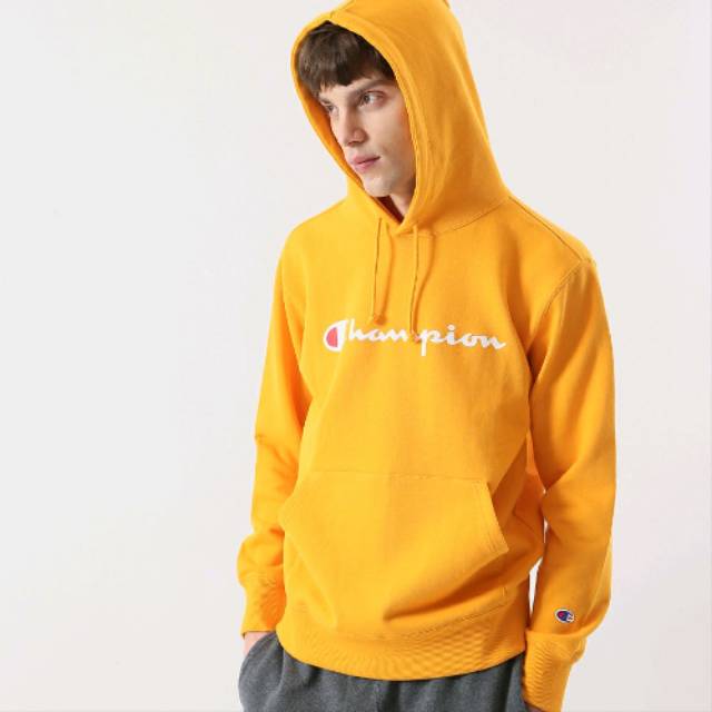 Áo Hoodie In Logo Champion Màu Vàng Trẻ Trung Năng Động