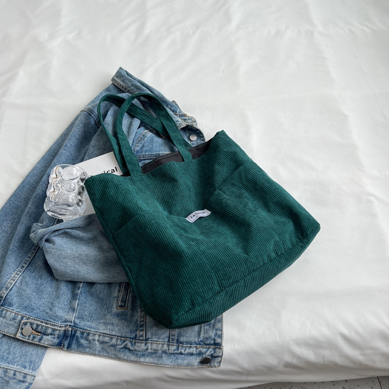 Túi Xách tote Vải Nhung Kẻ Cỡ Lớn Thời Trang Thanh Lịch