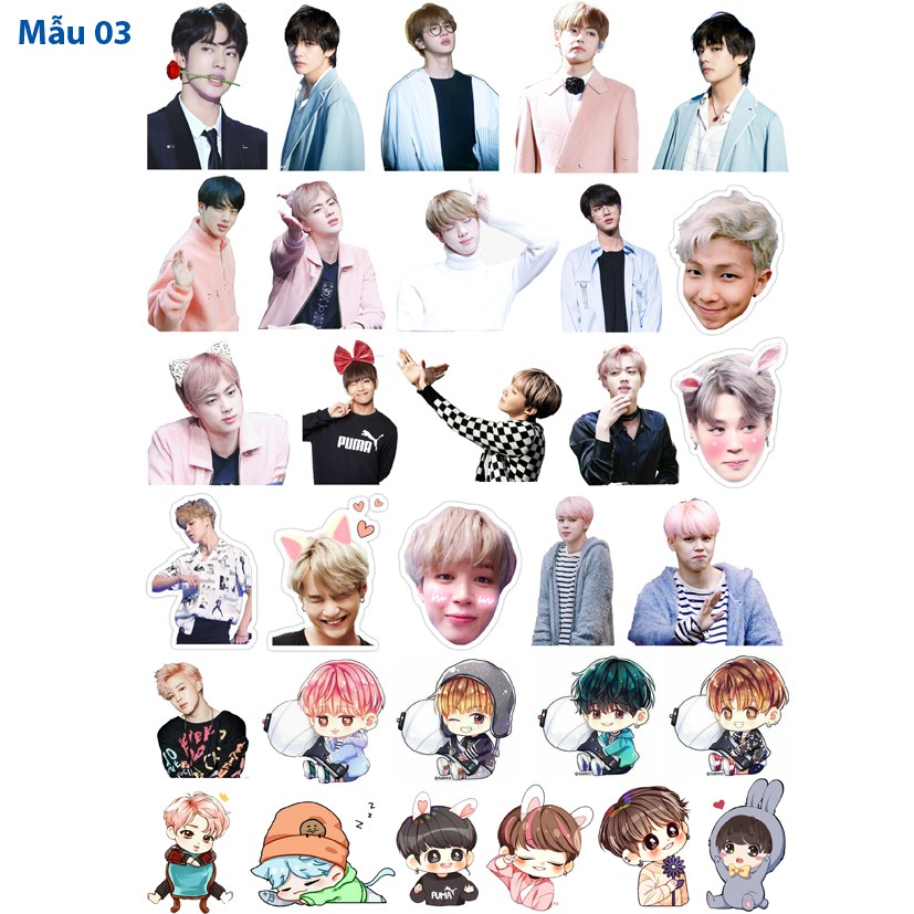 Sticker / Hình dán nhóm nhạc BTS (1 set như hình -25k)