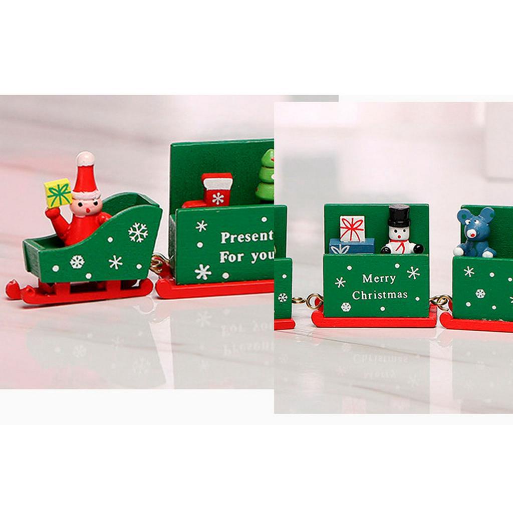 Mô Hình Đoàn Tàu Xe Lửa Bằng Gỗ 4 Cái Cho Trang Trí Giáng Sinh