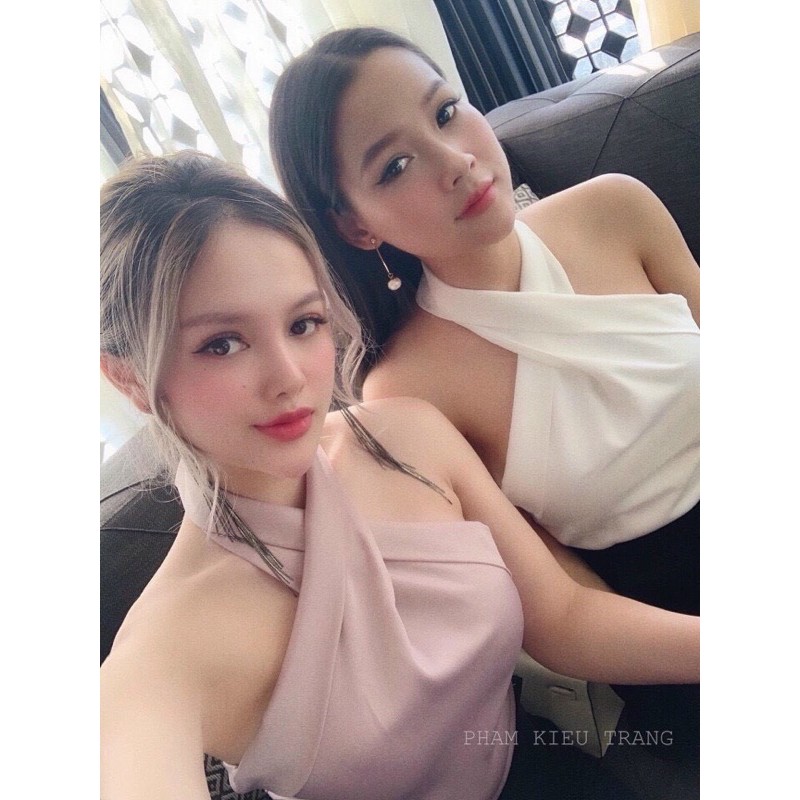[Mã SKAMLTSM9 giảm 10% đơn 99K] Áo lụa yếm cổ chéo siêu hót