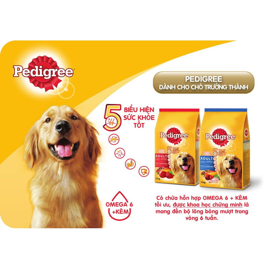 PEDIGREE® Thức ăn cho chó lớn dạng hạt vị bò và rau củ 1.5kg (1 túi)