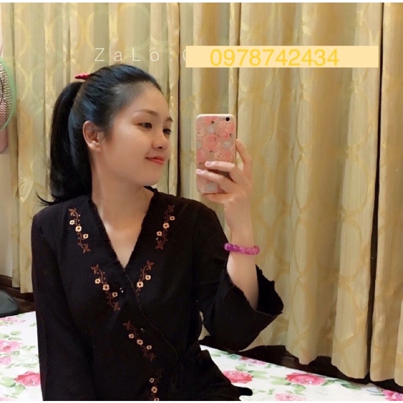Đồ lam đi chùa 💕💕Đồ đi chùa Nhật Thêu Bông Viền