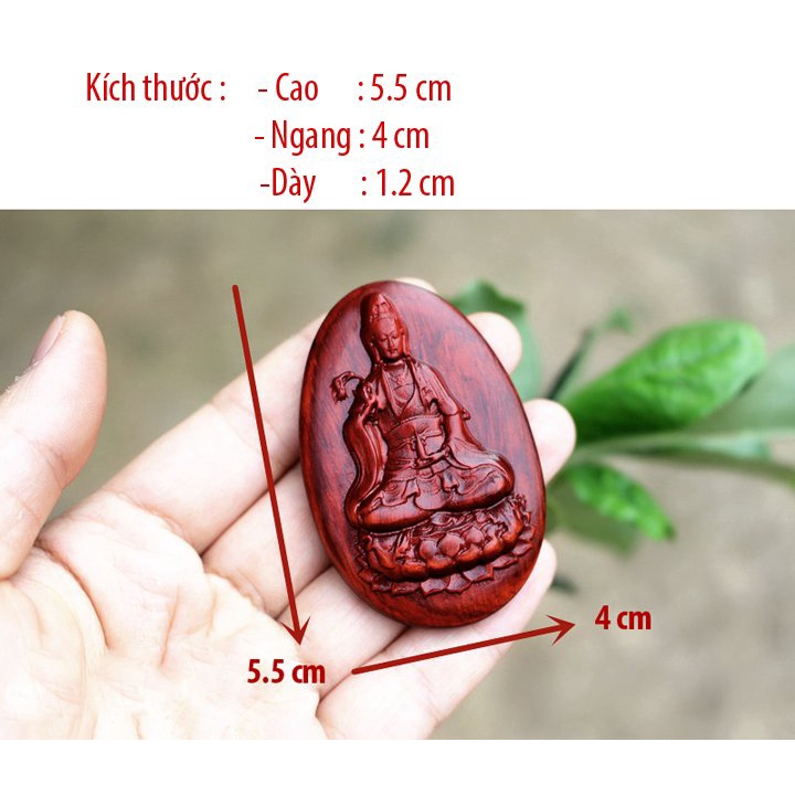 Dây chuyền mặt phật Quan Âm Bồ Tát bằng gỗ Đàn Hương đỏ - MT1