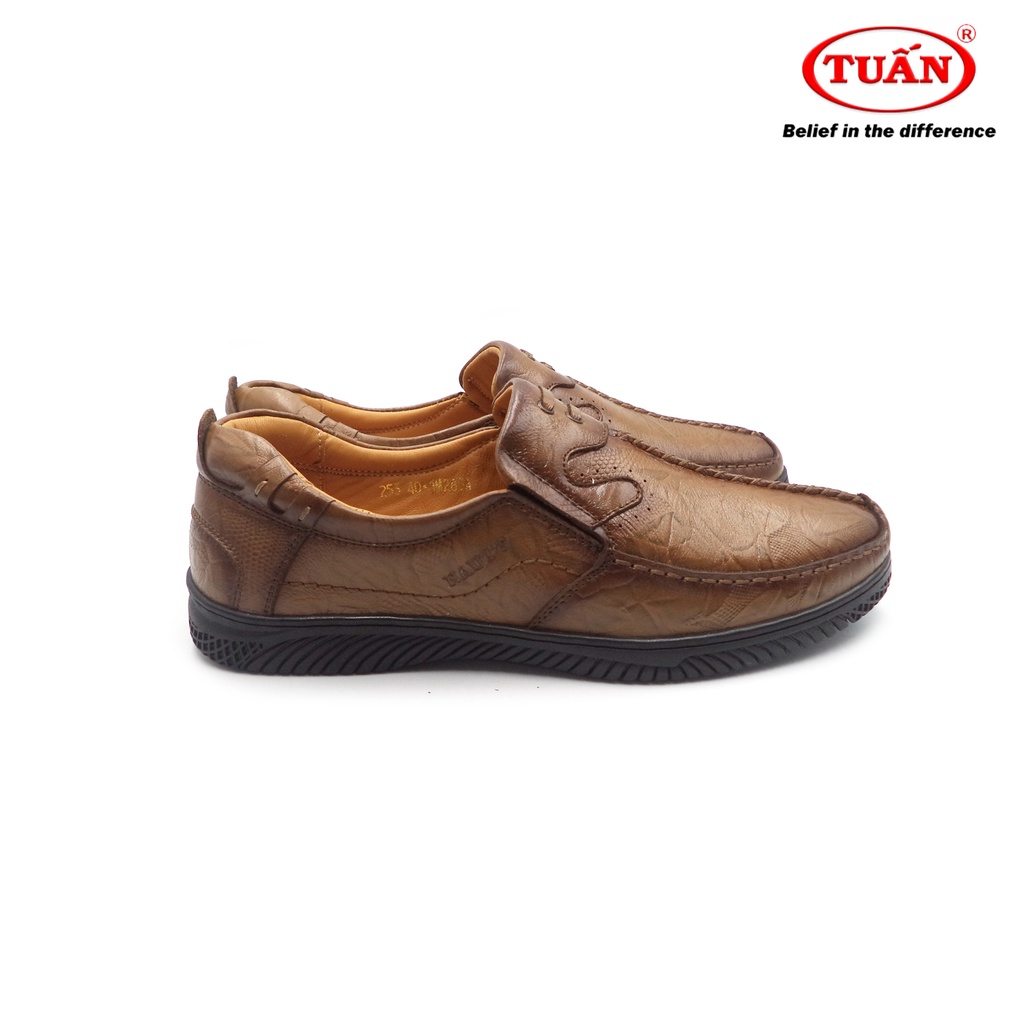 Giày da nam - giày mọi công sở quai da bò tự nhiên đế cao su thương hiệu giày Tuấn GXHU-253