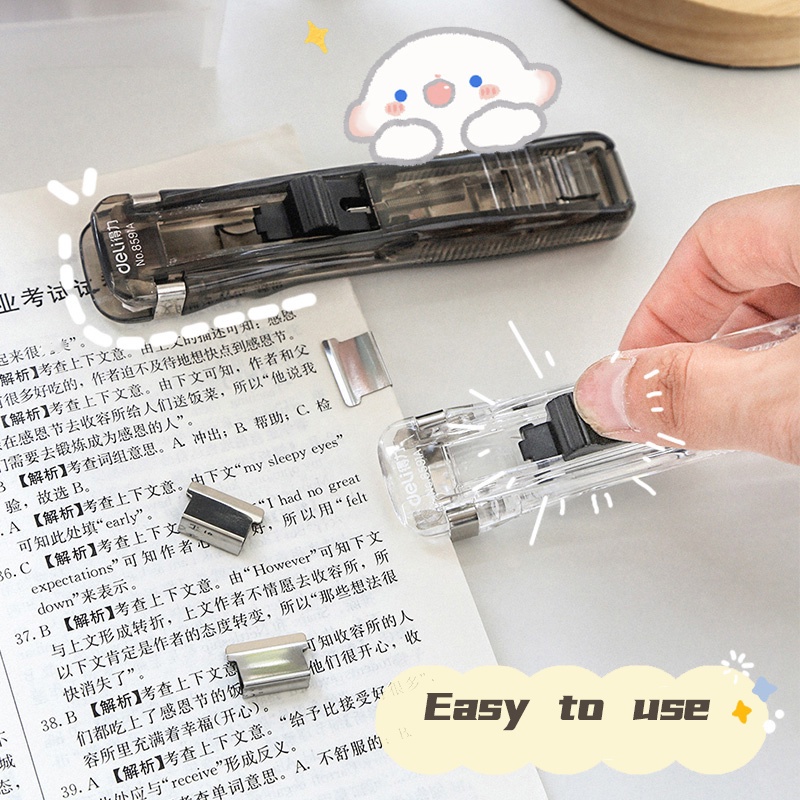 Dụng cụ kẹp giấy trong suốt nhỏ với 8 chiếc nạp đầy Dụng cụ đẩy kẹp kẹp tài liệu Văn phòng phẩm Văn phòng phẩm