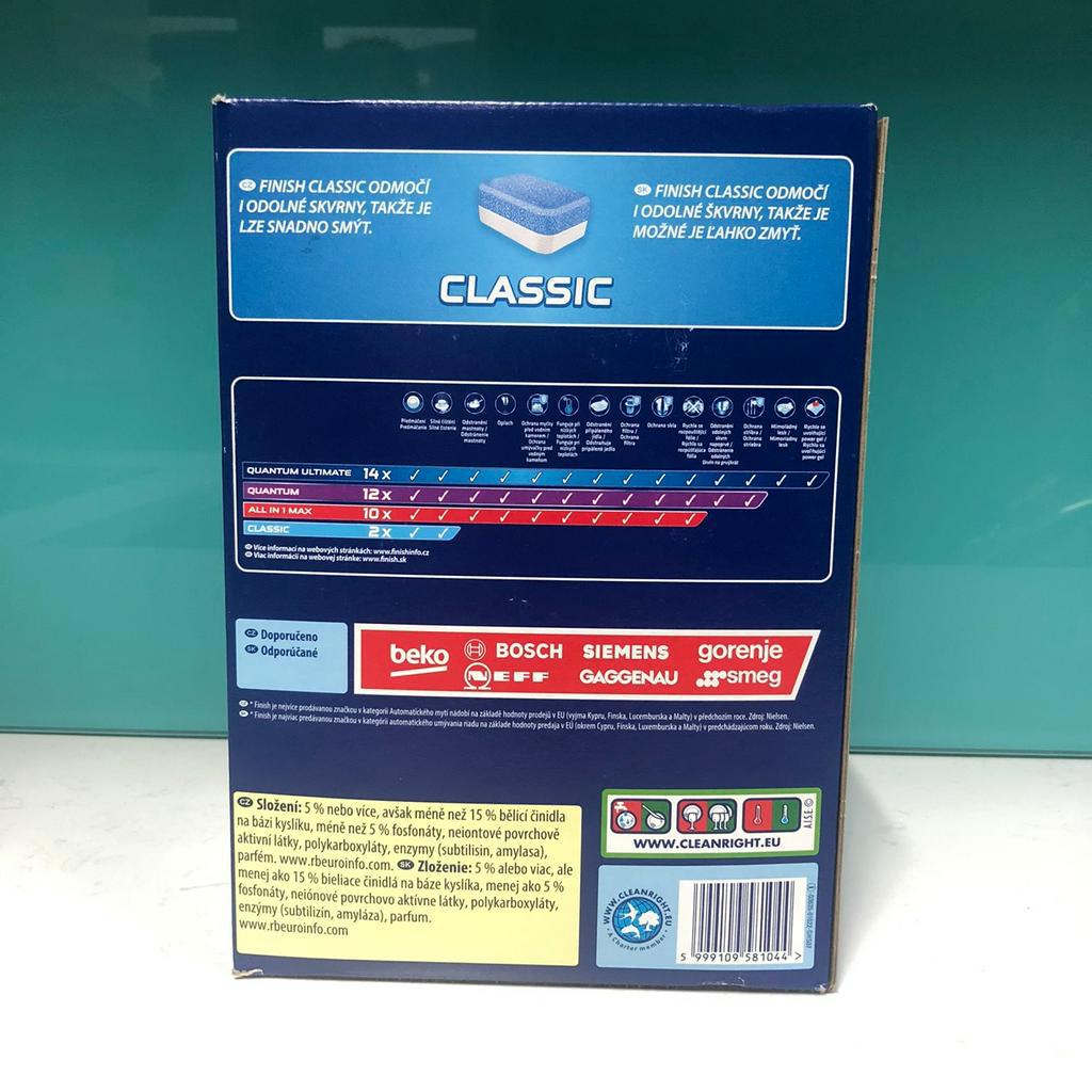 Viên rửa chén Finish Classic hương chanh/ không hương