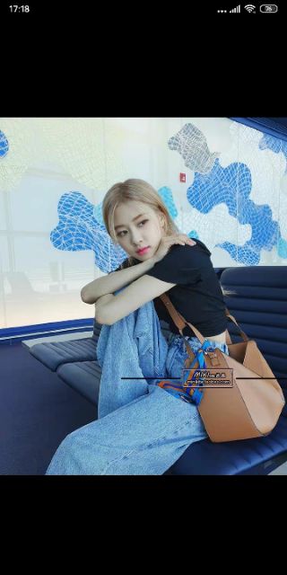 Áo croptop tay ngắn bồng - Quần jeans ống thụng Rose BLACKPINK cạp cao kiểu trẻ bó eo tôn dáng