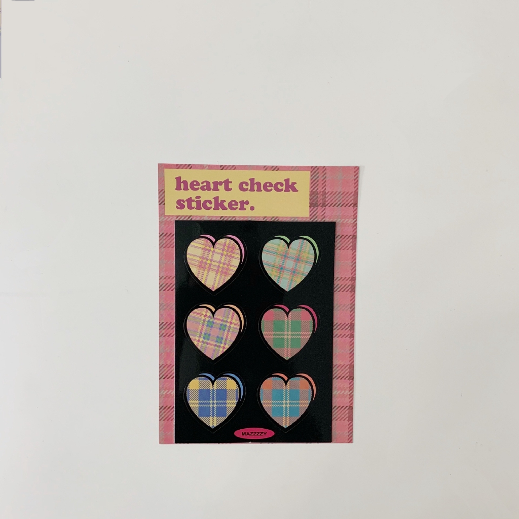 Sticker Dán Trang Trí Hình Trái Tim Kẻ Sọc Caro Xinh Xắn | BigBuy360 - bigbuy360.vn