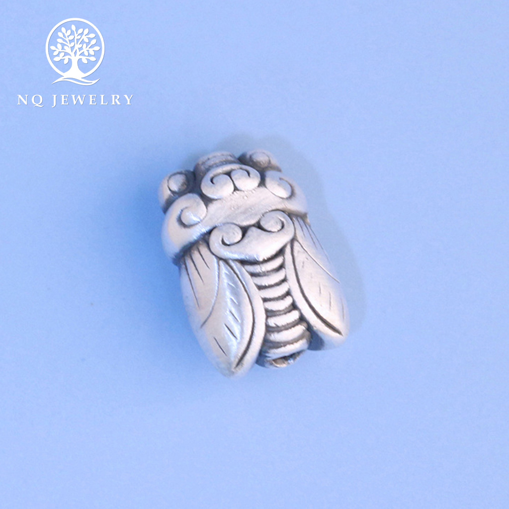 Charm bạc ngọc thiền xỏ ngang - NQ Jewelry