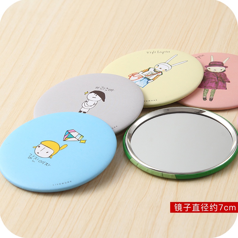 Gương Trang Điểm Mini Không Có Nắp Kiểu Hoạt Hình Hàn Quốc Dễ Thương [Ngẫu Nhiên]