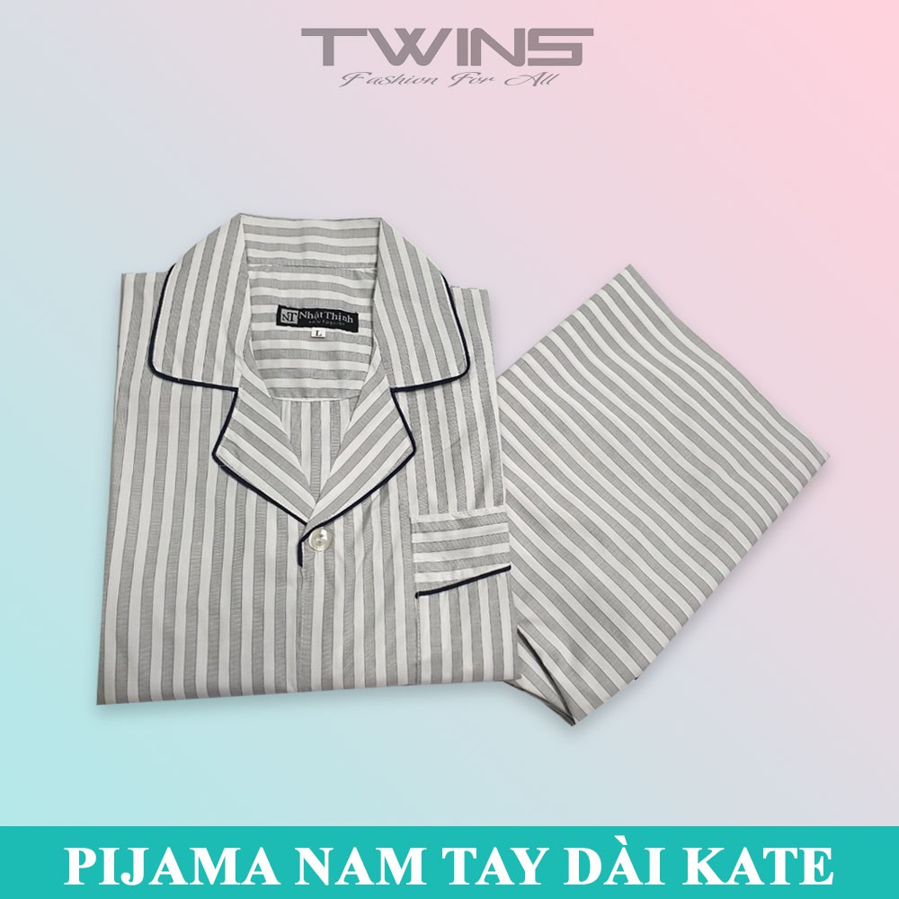 Pijama nam, bộ ngủ nam trung niên Nhật Thịnh dài tay, ngắn tay quần dài chất kate mềm mịn, thoáng mát